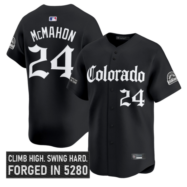 Ryan McMahon Jersey #24 Colorado Rockies Gothic Mile High Shadows Edition