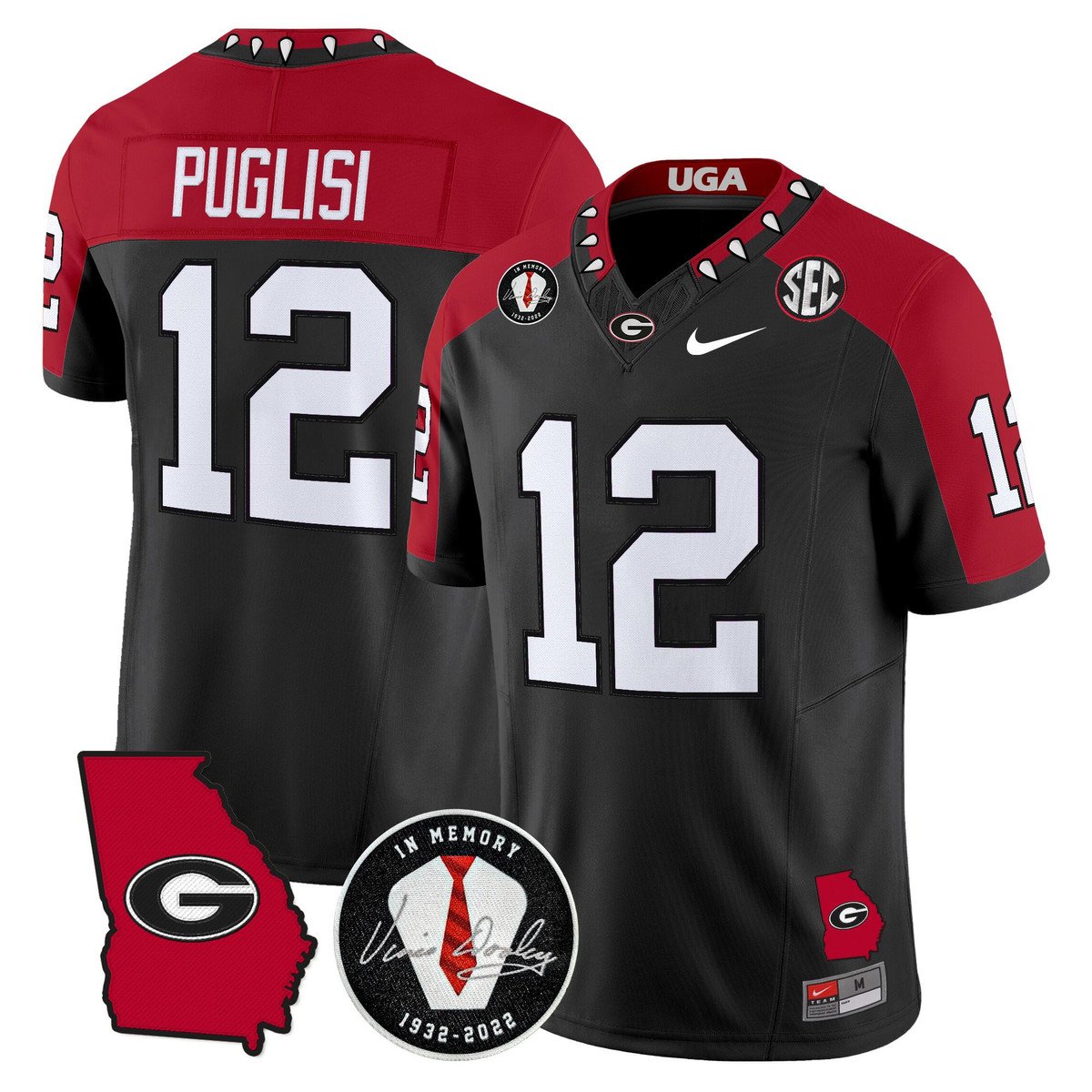 Ryan Puglisi Jersey #12 Georgia Bulldogs 2025 Vapor Limited Stitched