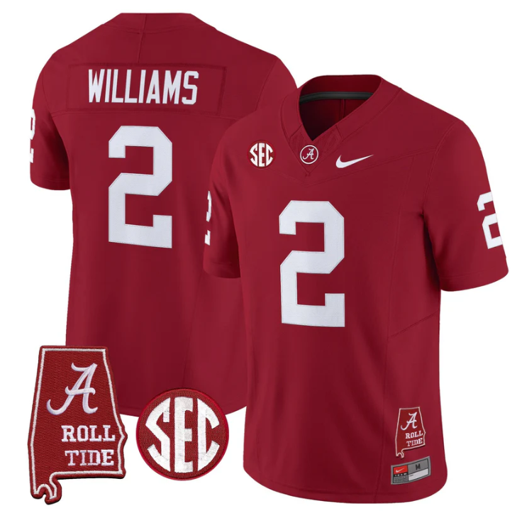 Ryan Williams Jersey #2 Alabama Crimson Tide Throwback Map Stitched
