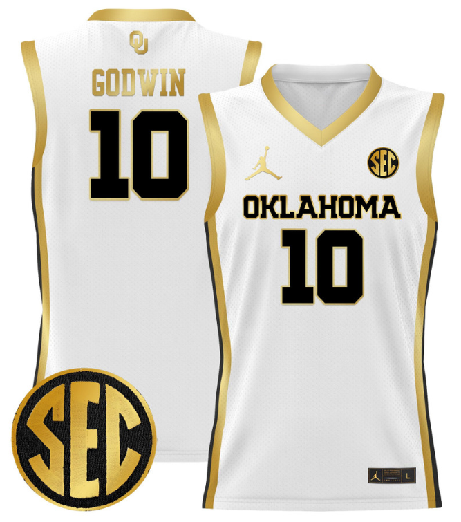 Sam Godwin Jersey #10 Oklahoma Sooners 2024 Lightweight Basketball White Gold