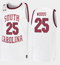 Seventh Woods Jersey South Carolina Gamecocks College Basketball White Replica #25
