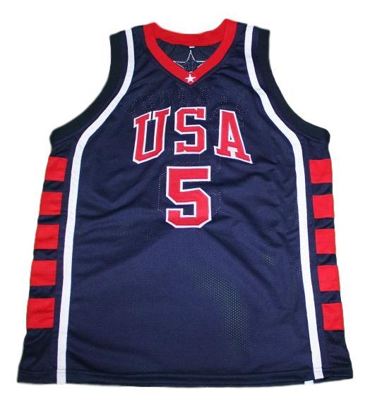 Stephon Marbury Jersey #5 Team USA Basketball Sewn Navy Blue