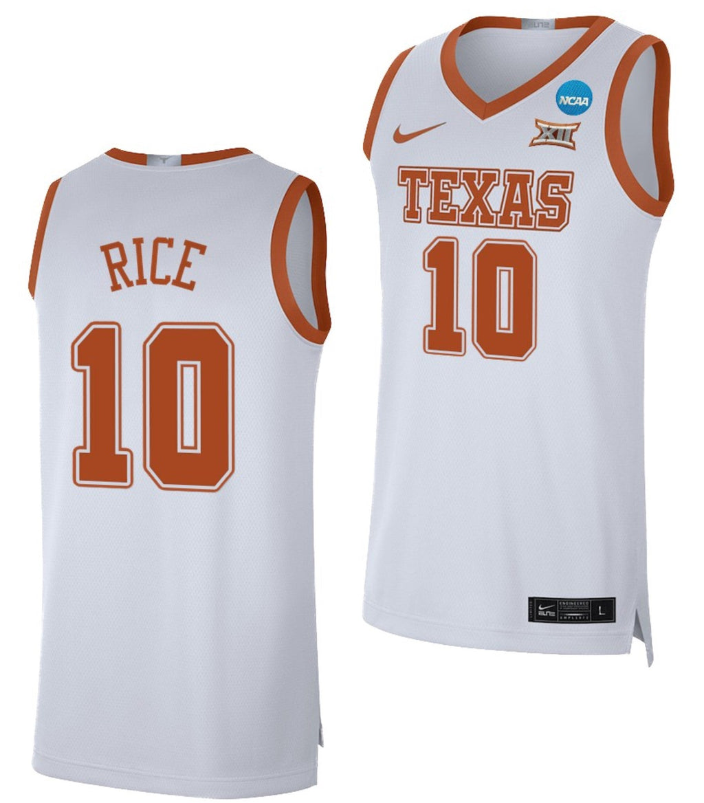Sir'Jabari Rice Jersey Texas Longhorns College Basketball 2023 NCAA March Madness White #12