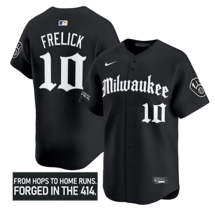 Sal Frelick Jersey #10 Milwaukee Brewers Gothic 414 Shadows Edition Black