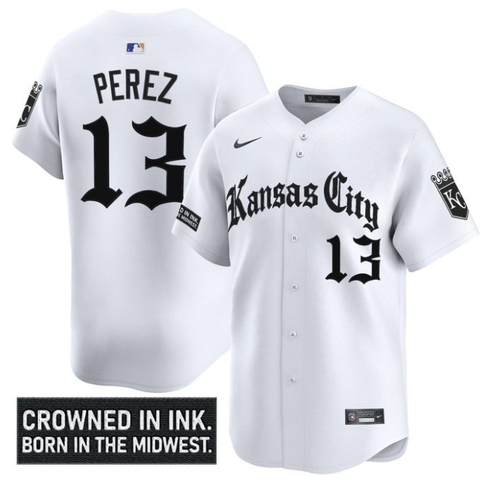 Salvador Perez Jersey #13 Kansas City Royals Gothic Crown Edition Vapor Stitched