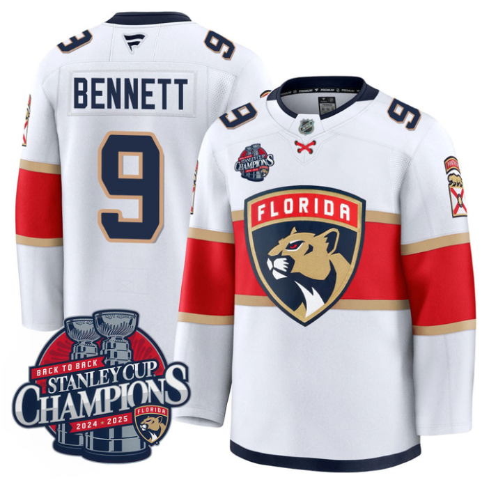 Sam Bennett Jersey #9 Florida Panthers 2025 Stanley Cup Back To Back Blue