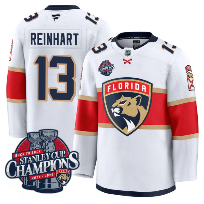 Sam Reinhart Jersey #13 Florida Panthers 2025 Stanley Cup Back To Back Blue