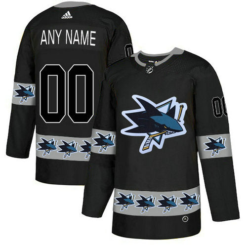 San Jose Sharks Custom Black Team Logos Fashion Jersey Stitched