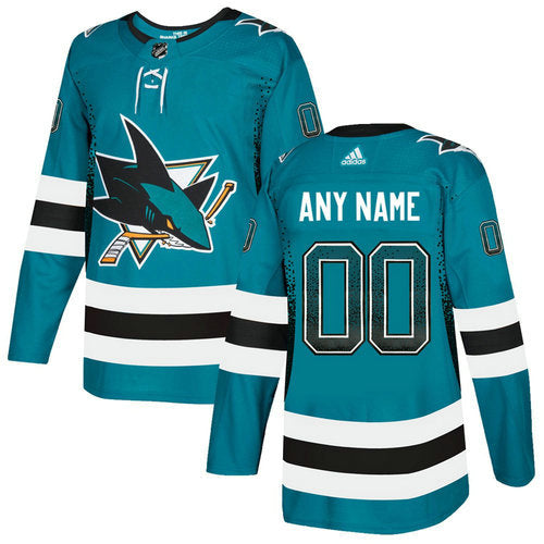 San Jose Sharks Teal Customized Drift Fashion Jersey Stitched