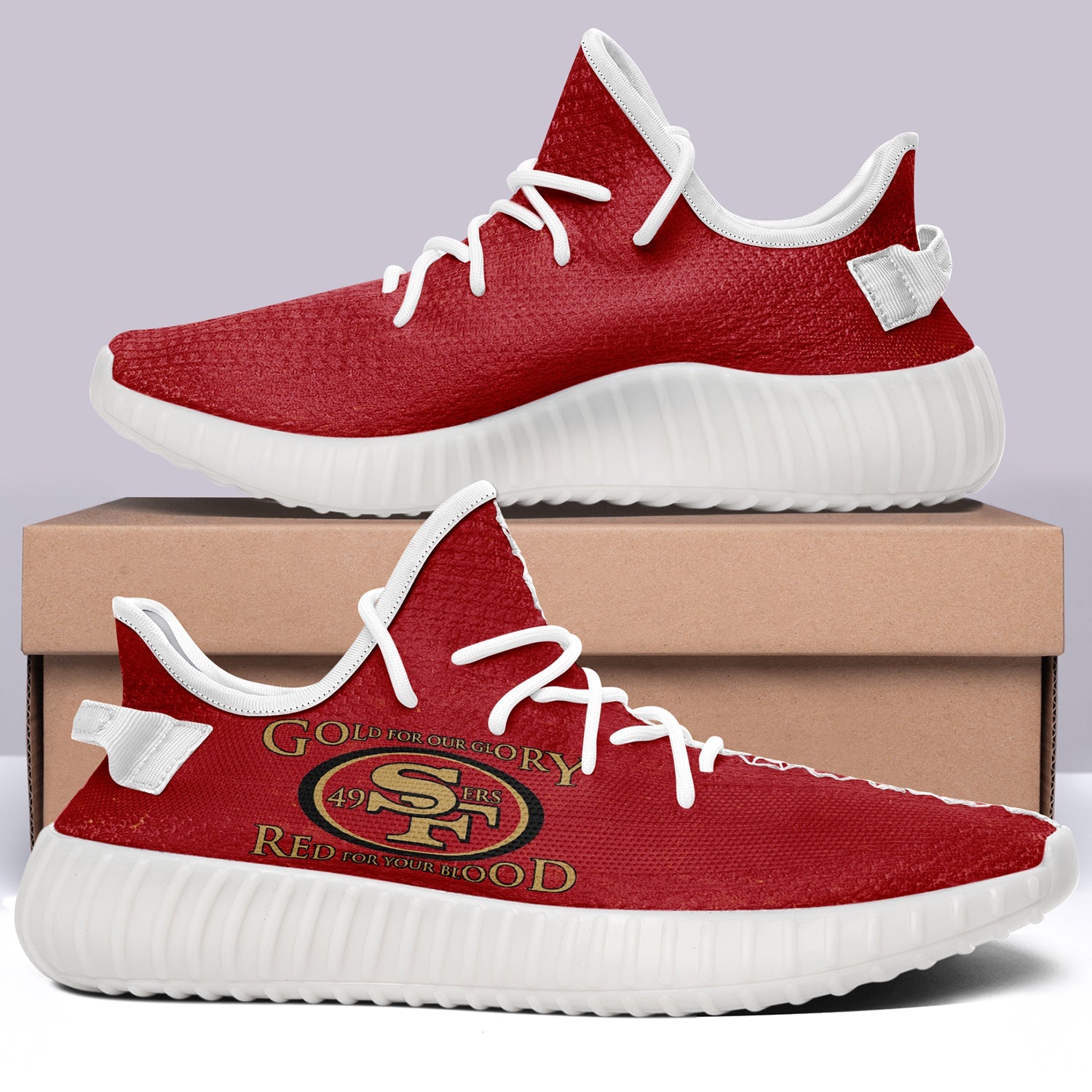 San Francisco 49ers NFL 350v Yeezy Sneakers For Men Women Fans