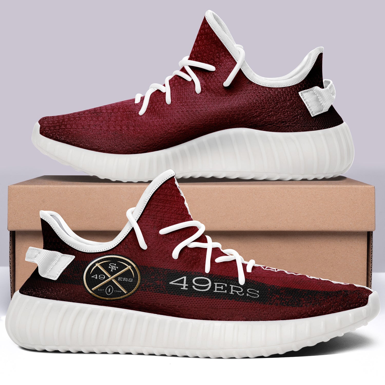 San Francisco 49ers V1 NFL 350v Yeezy Sneakers For Men Women Fans