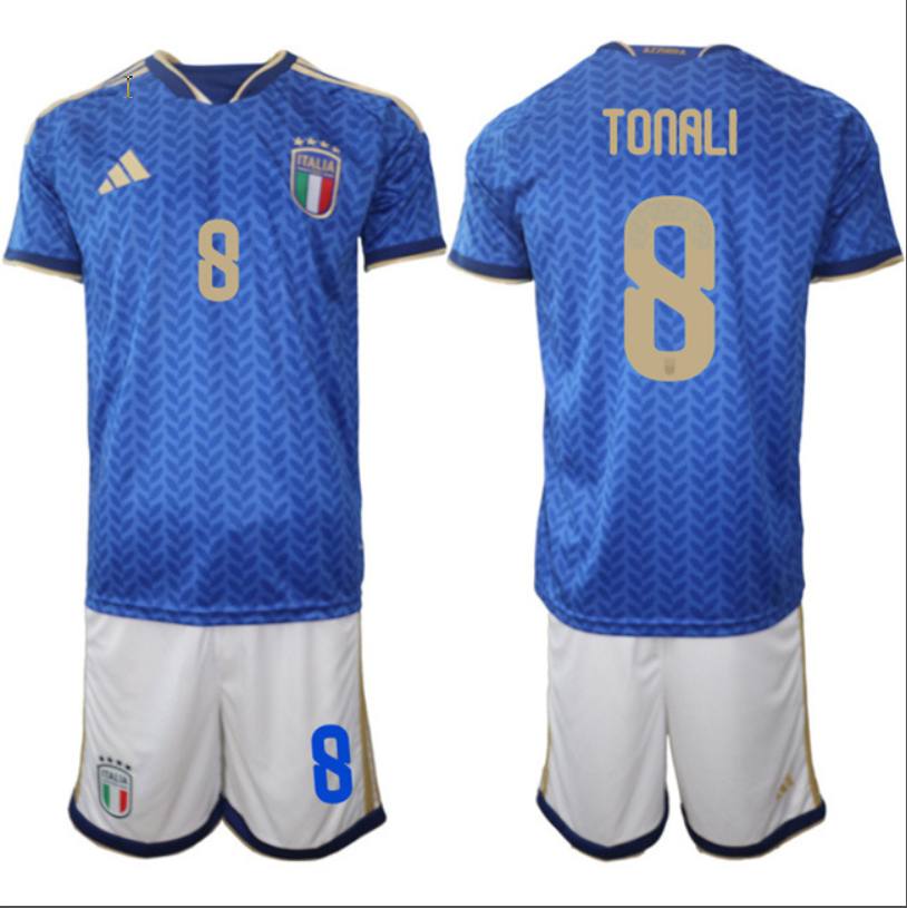 Sandro Tonali Jersey #8 Italy 2025-26 Blue Home Soccer Suit