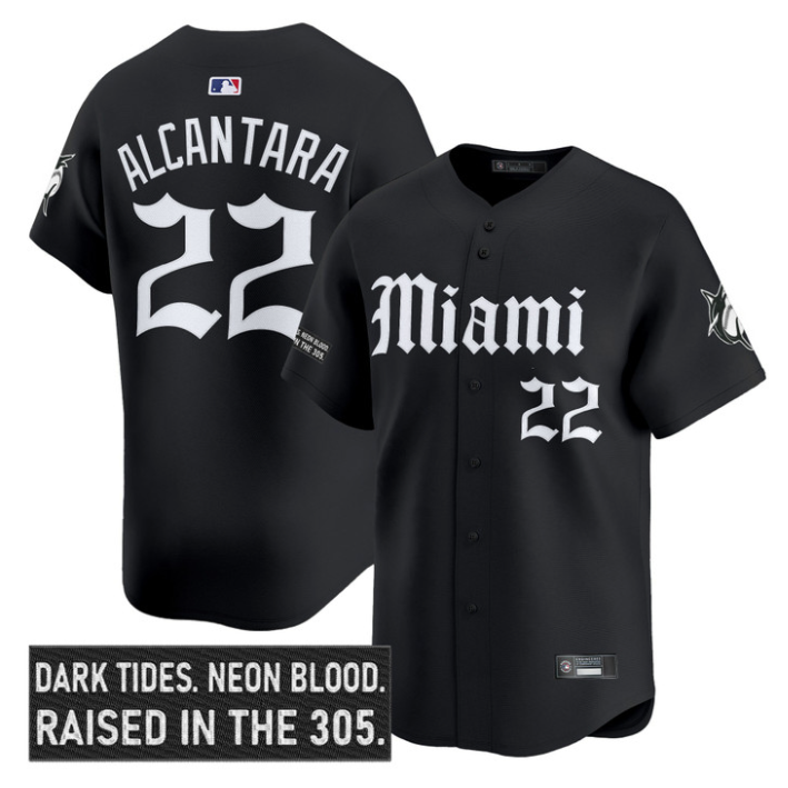 Sandy Alcantara Jersey #22 Miami Marlins Gothic Vice Edition Stitched