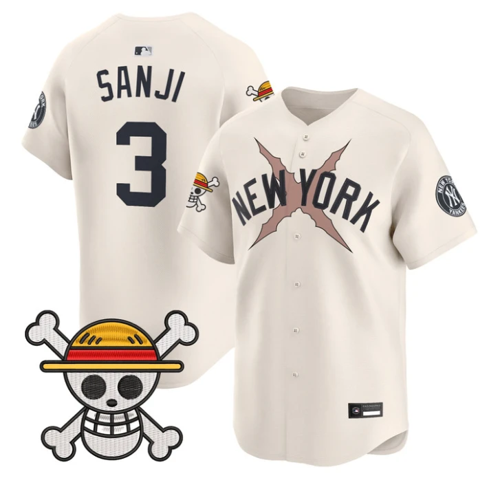 Sanji Jersey #3 Yankees One Piece Vapor Premier Stitched