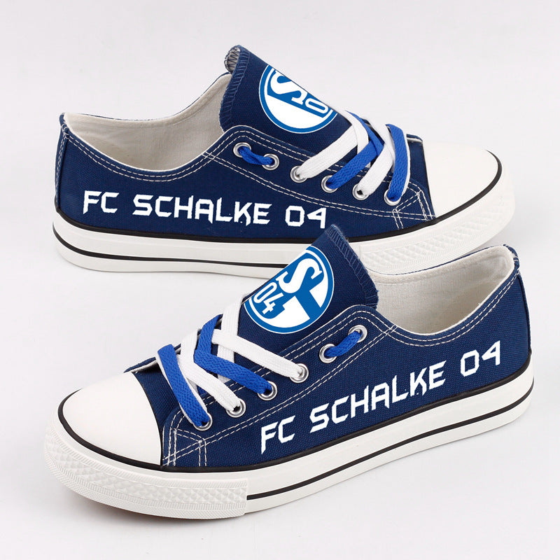 Schalke 04 Low Top Canvas Sport Sneakers Shoes For Men Women Fans