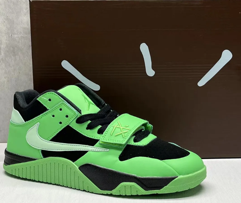 Travis Scott x Jumpman Jack Green Spark Shoes Sneakers