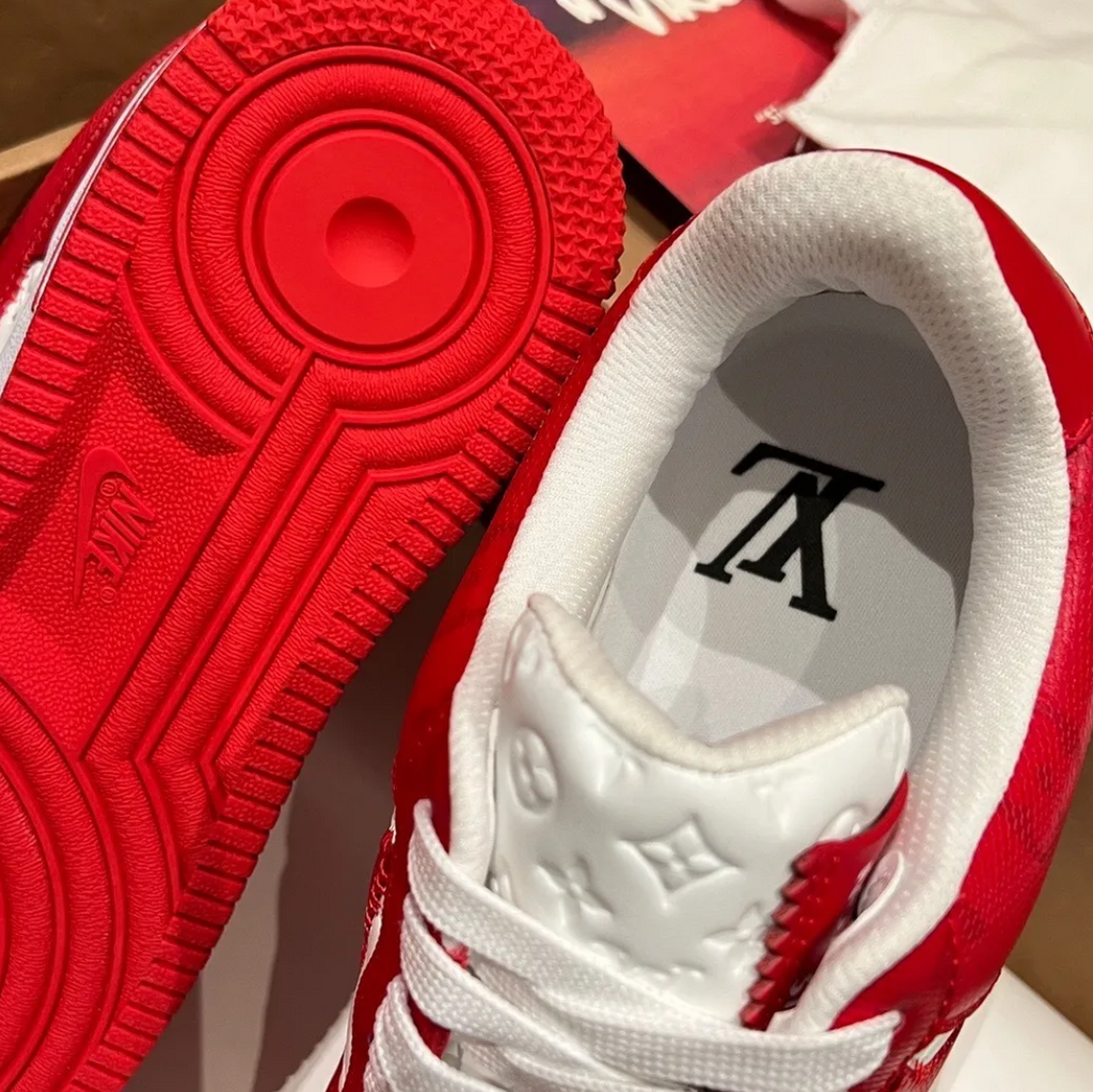 LV x Air Force 1 Virgil Abloh White Red Shoes Sneakers