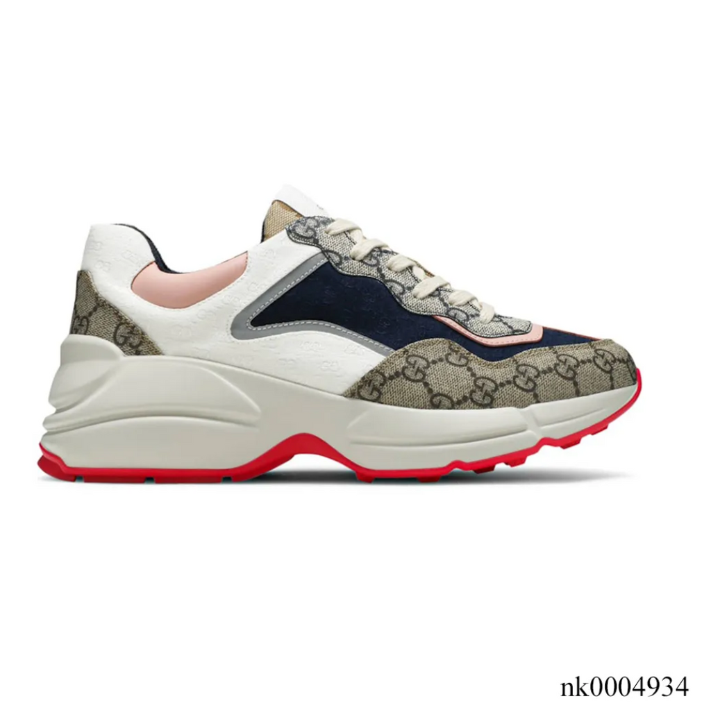 GG Rhyton Canvas Beige White Pink Shoes Sneakers