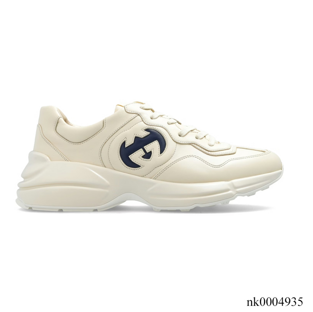 GG Rhyton Interlocking G Ivory Blue Shoes Sneakers
