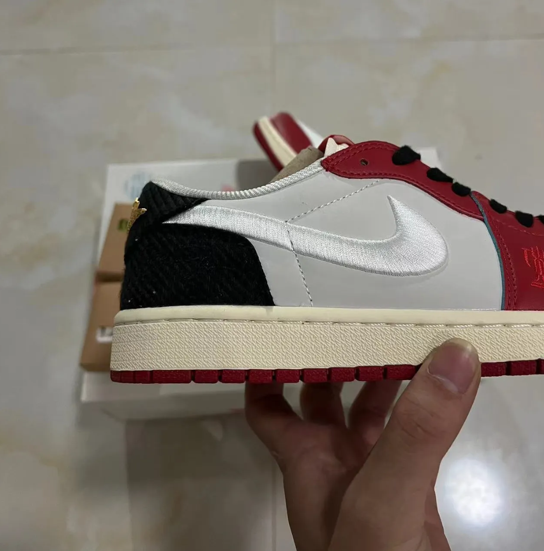 Trophy Room x Air Jordan 1 Low OG (White Swoosh) Shoes Sneakers