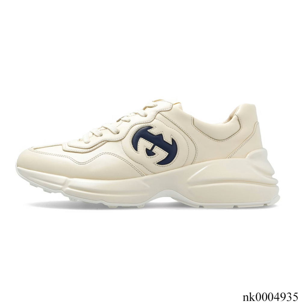 GG Rhyton Interlocking G Ivory Blue Shoes Sneakers