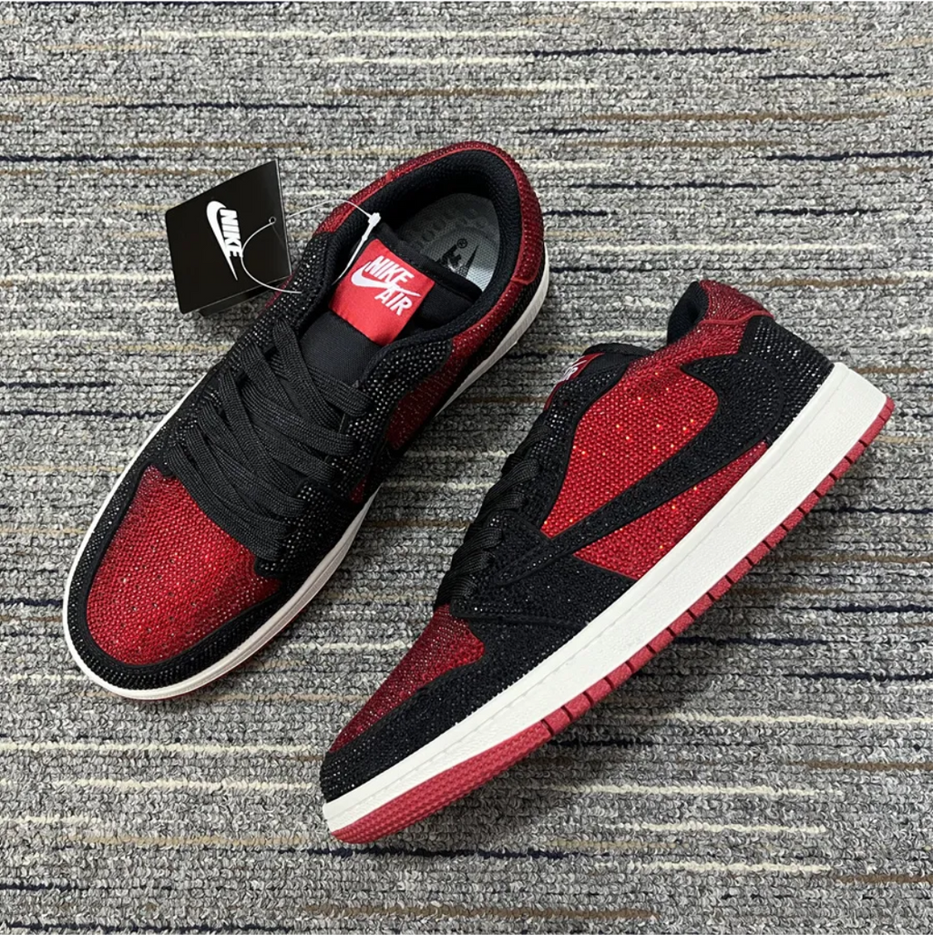 Air Jordan 1 Low Bred Crystal Sneakers