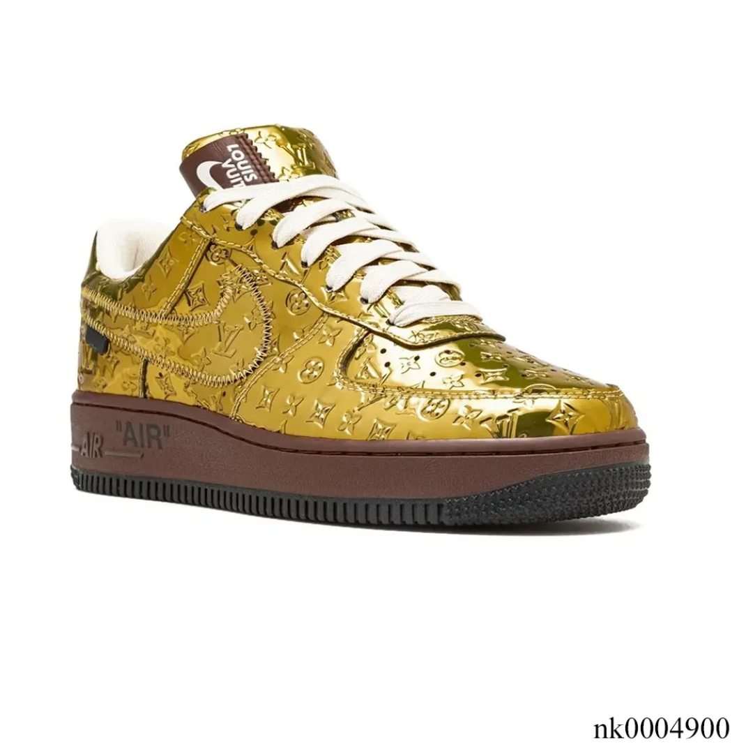 LV x Air Force 1 Low Virgil Abloh Metallic Gold Shoes Sneakers