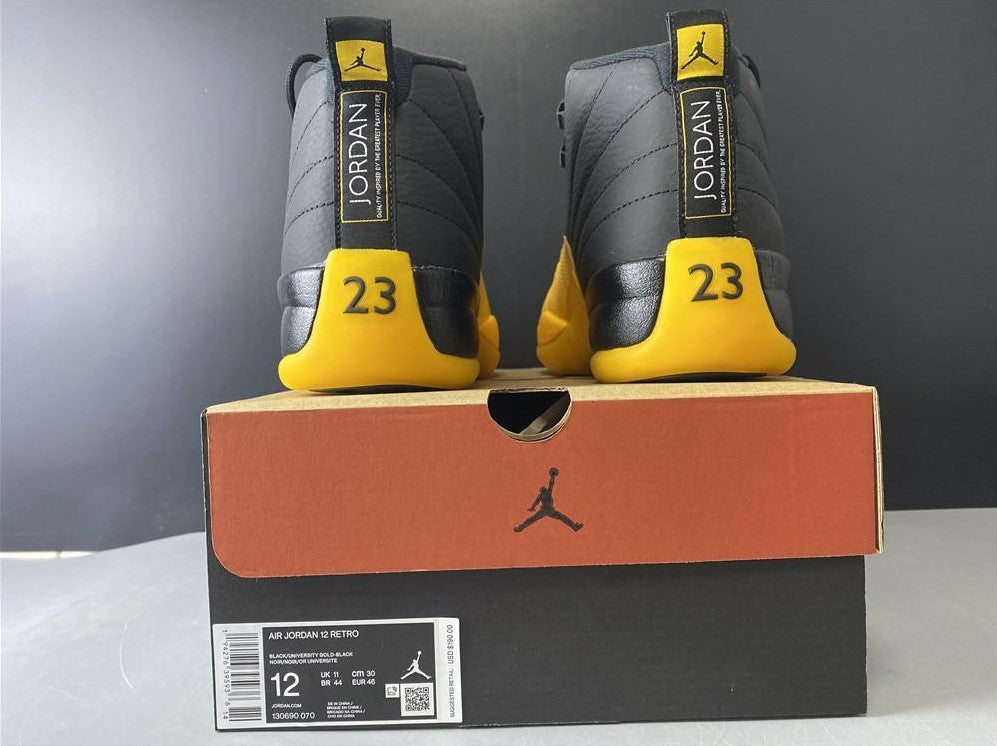 Air Jordan 12 Retro Black University Gold Shoes Sneakers