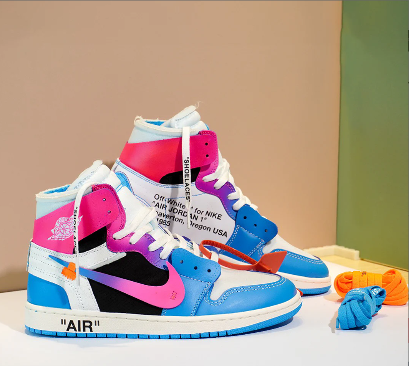 OFF-WHITE x Air Jordan 1 High Miami Vice Custom Shoes Sneakers