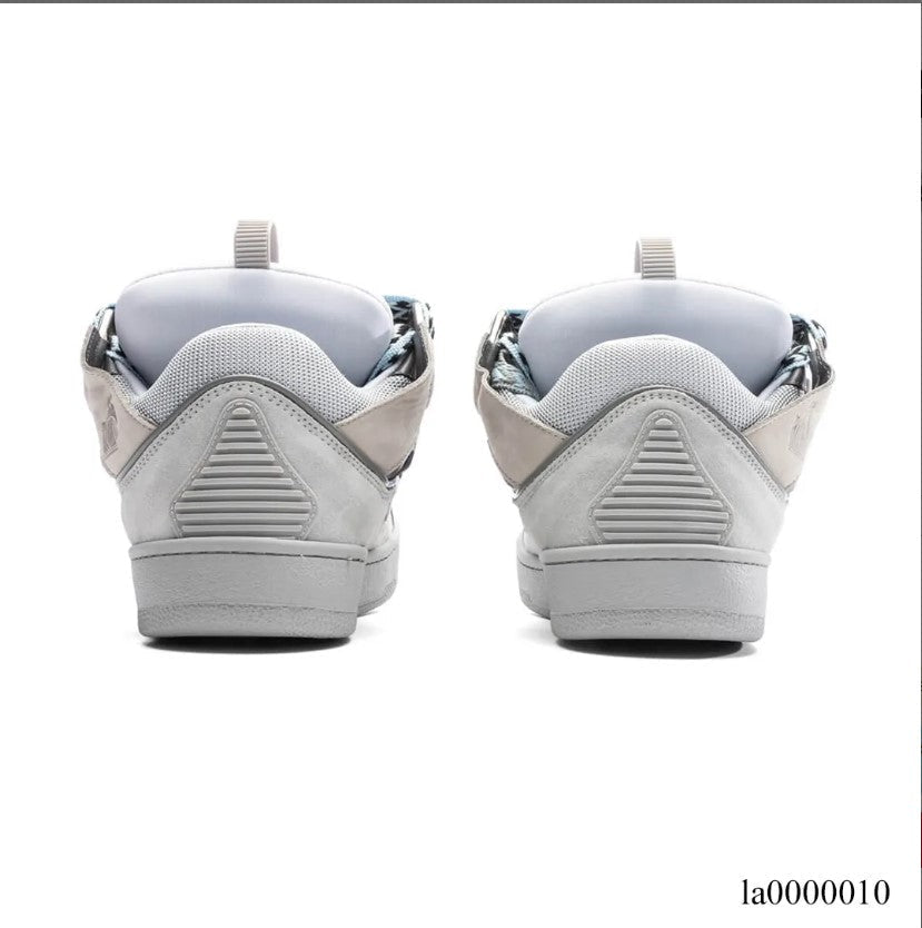 Lanvin Leather Curb Light Grey Blue Shoes Sneakers