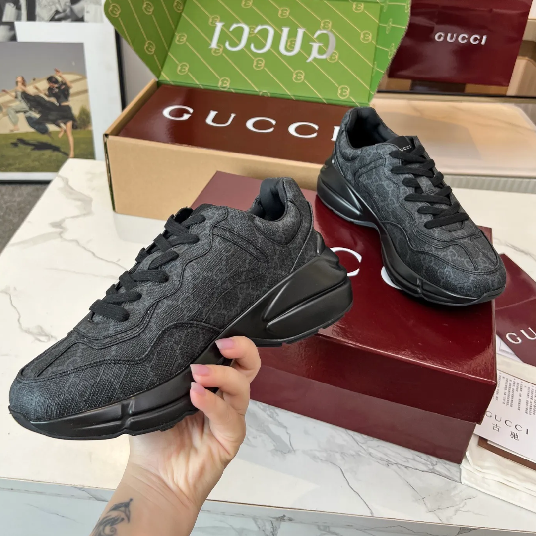 GG Rhyton Canvas ‘Black’ Shoes Sneakers