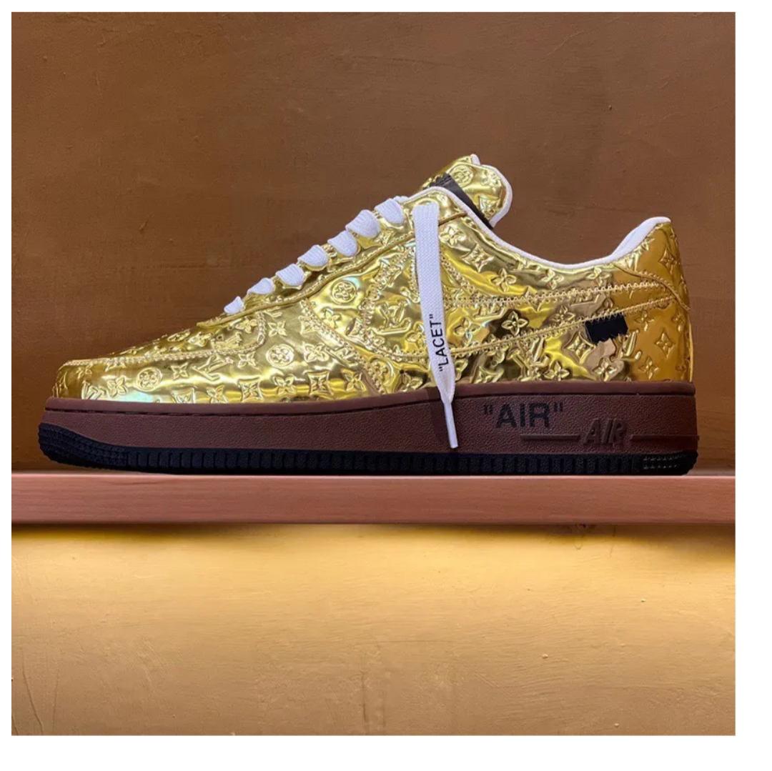 LV x Air Force 1 Low Virgil Abloh Metallic Gold Shoes Sneakers