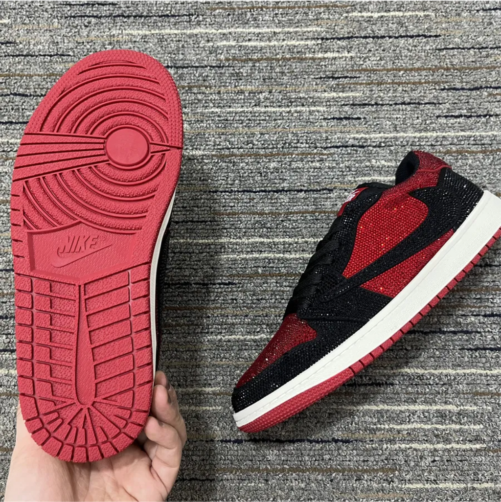 Air Jordan 1 Low Bred Crystal Sneakers