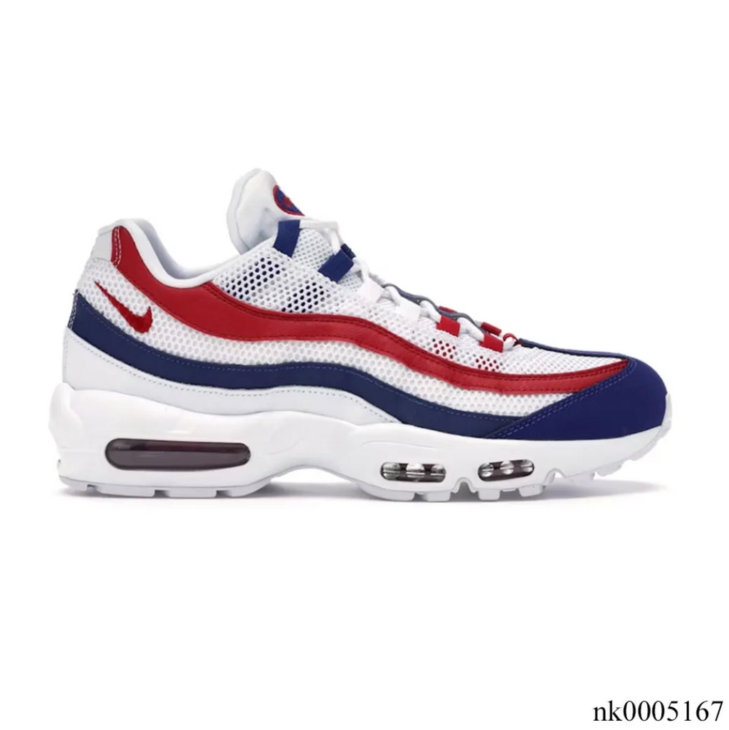 Air Max 95 White Deep Royal Blue Gym Red Shoes Sneakers