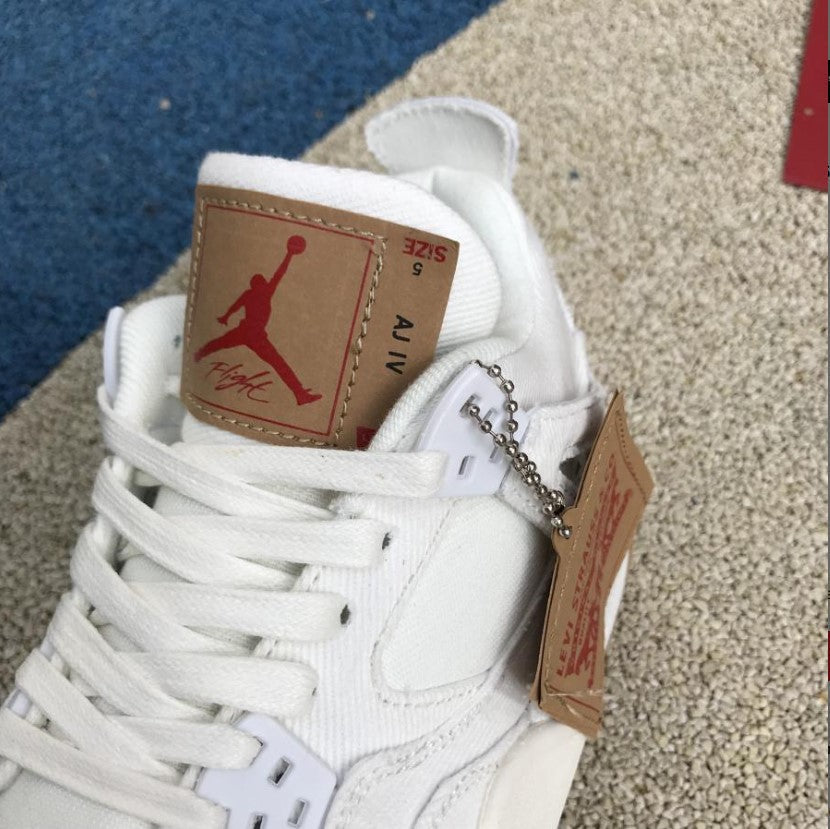 Air Jordan 4 Retro Levi’s White (Levi’s Tag) Shoes Sneakers