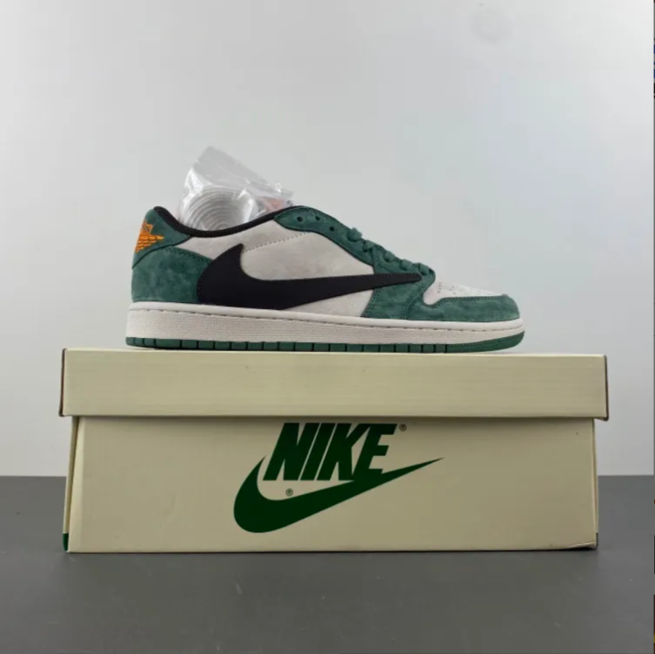 Travis Scott x Air Jordan 1 Low OG SP Green Velvet Shoes Sneakers