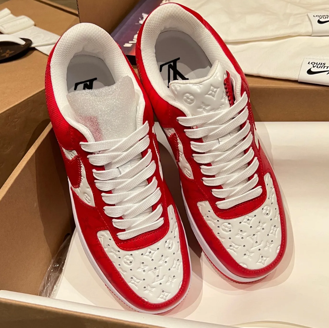 LV x Air Force 1 Virgil Abloh White Red Shoes Sneakers