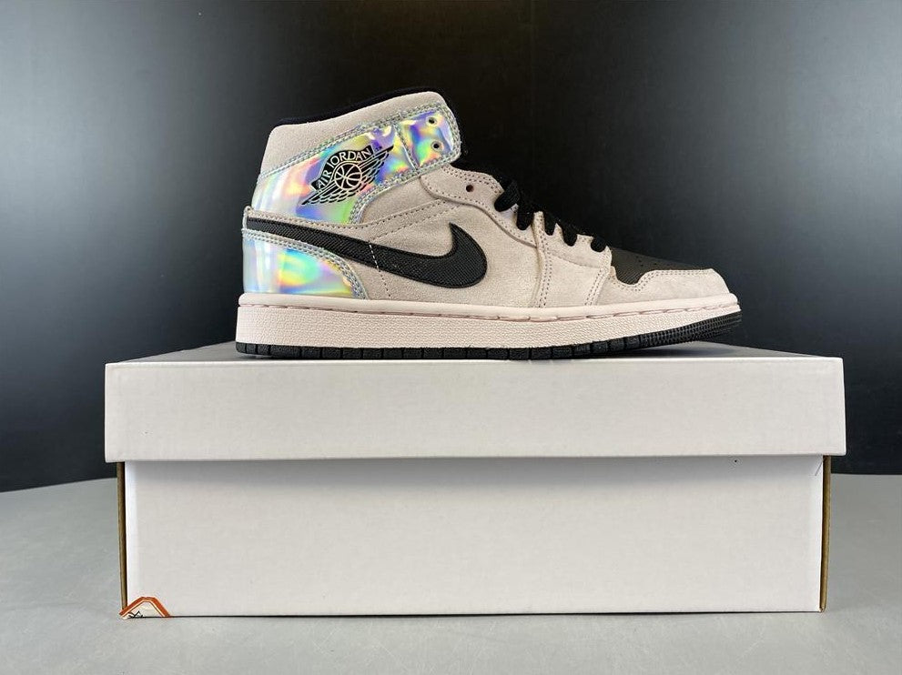 Air Jordan 1 Mid Dirty Powder Iridescent (W) Shoes Sneakers