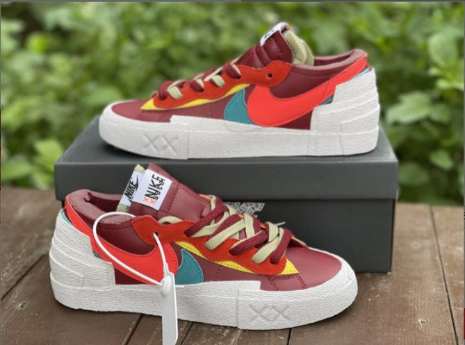 Sacai x KAWS x Blazer Low Team Red Shoes Sneakers
