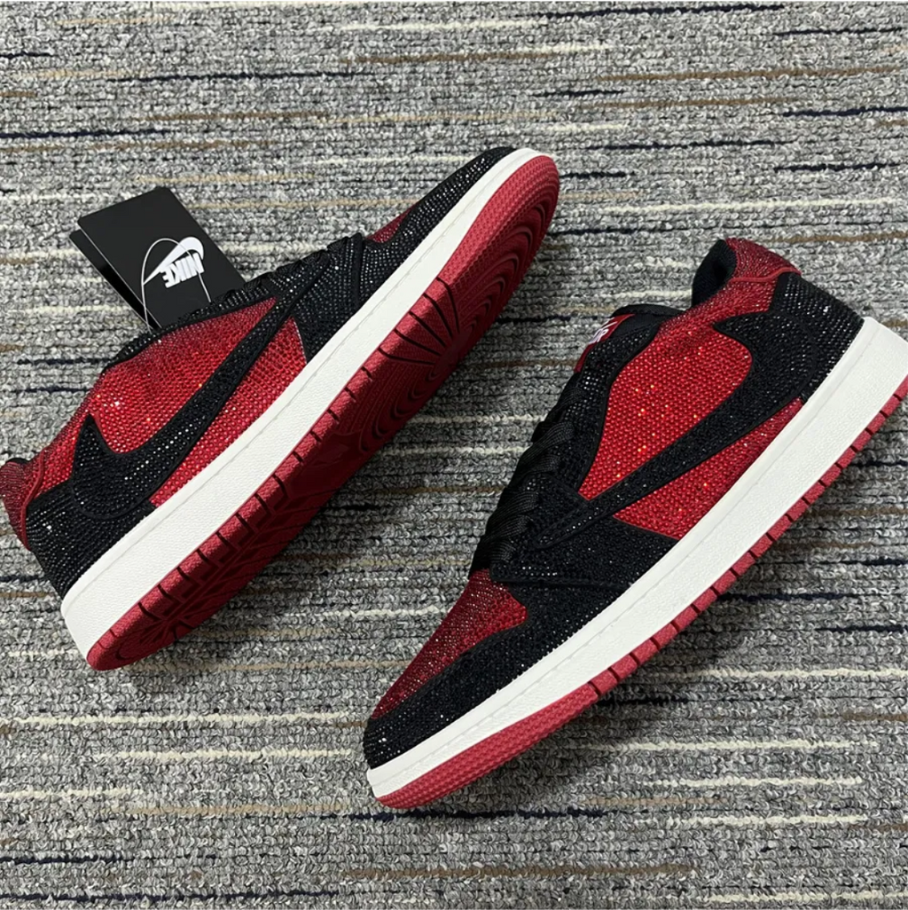 Air Jordan 1 Low Bred Crystal Sneakers