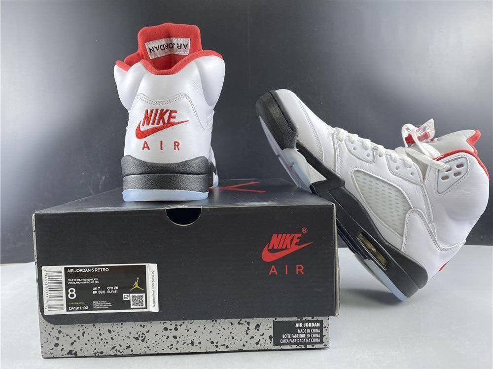 Air Jordan 5 Fire Red Silver Tongue (2020) Shoes Sneakers