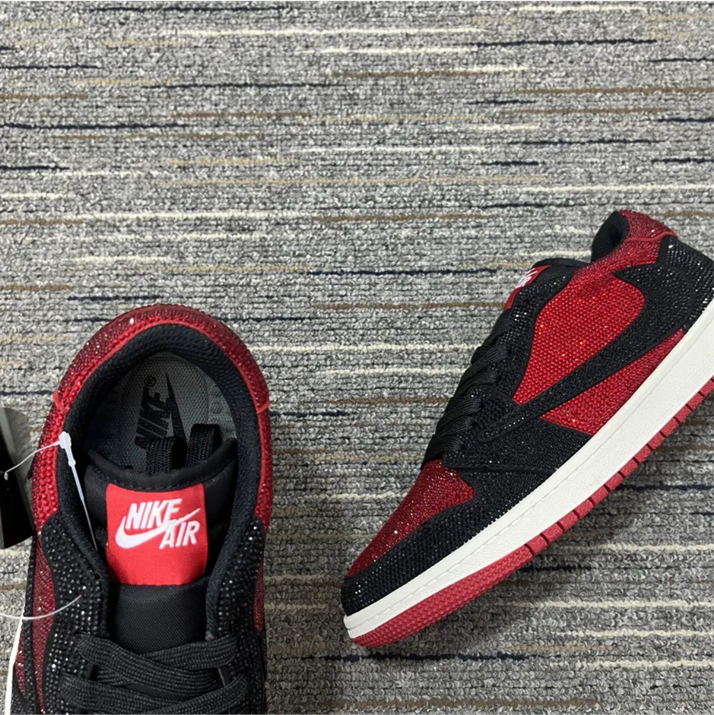 Air Jordan 1 Low Bred Crystal Sneakers