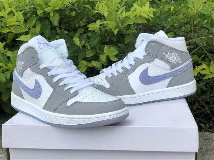 Air Jordan 1 Mid Wolf Grey Aluminum Shoes Sneakers
