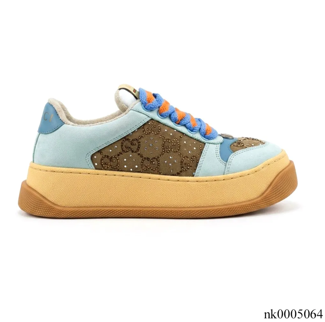 GG Canvas Camel & Ebony Blue Low Top Shoes Sneakers