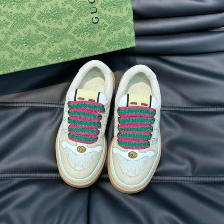 GG Screener GG Leather-Trimmed Canvas Shoes Sneakers
