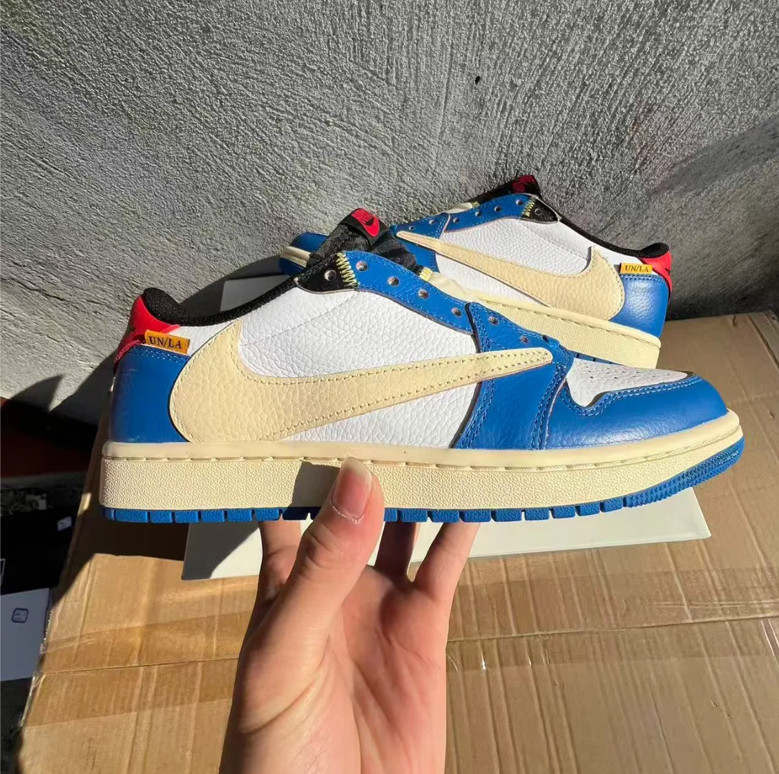 Union LA x Fragment Design x Air Jordan 1 Low Storm Blue Shoes Sneakers