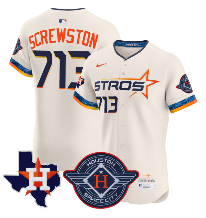 Screwston Jersey #713 Houston Astros 2025 City Connect Texas Patch Premier Elite Stitched