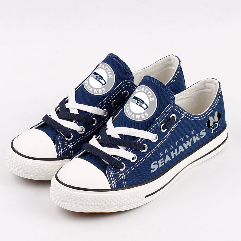 Seattle Seahawks Low Top Canvas Sport Sneakers Shoes For Men Women Fans