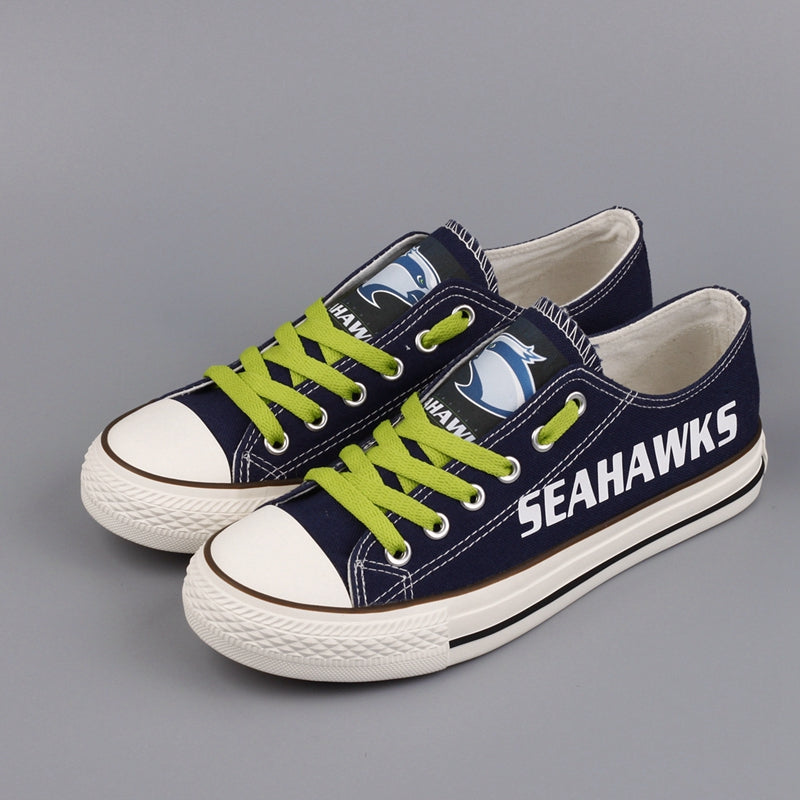 Seattle Seahawks Low Top Canvas Sport Sneakers Shoes For Men Women Fans