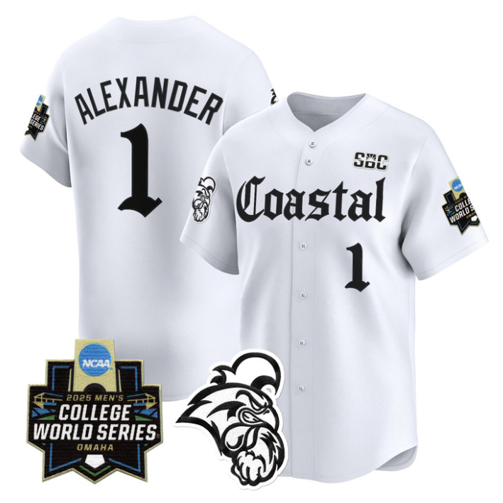 Sebastian Alexander Jersey #1 Coastal Carolina 2025 World Series Gothic